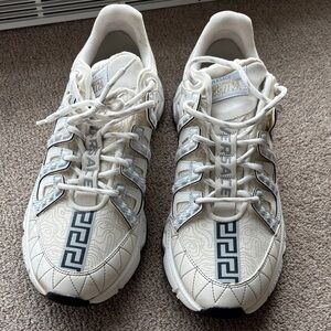 Versace Cream Sneakers with Greek Key Pattern